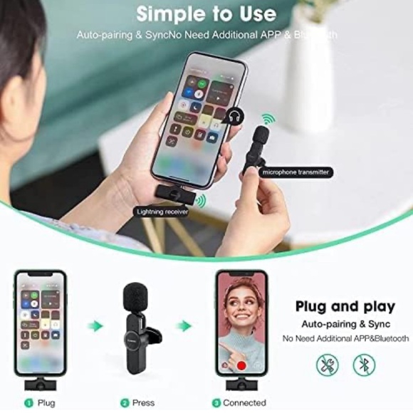 GARMAY Plug-Play Wireless Lavalier Microphone for iPhone iPad - Picture 3 of 6